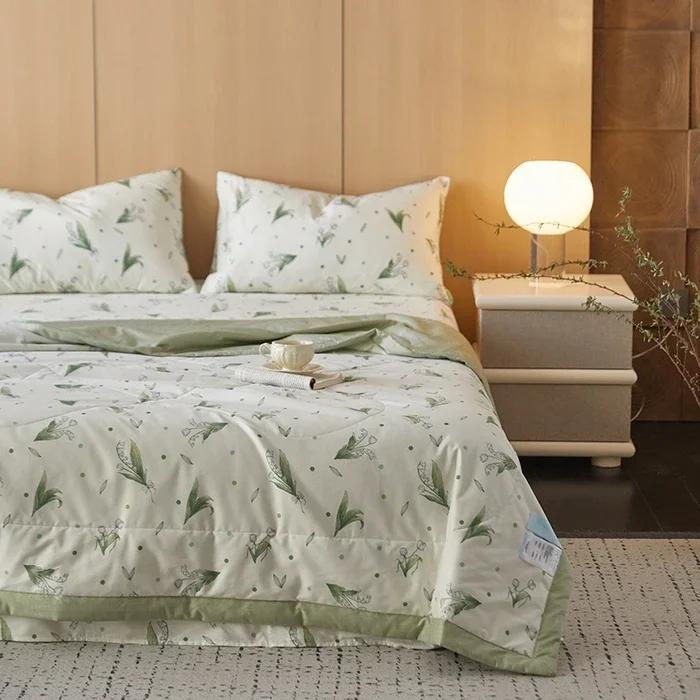 Cotton summer quilt air conditioner Xia Liang quilt pure cotton bed sheet4-piece set dormitory single summer thin quilt washable