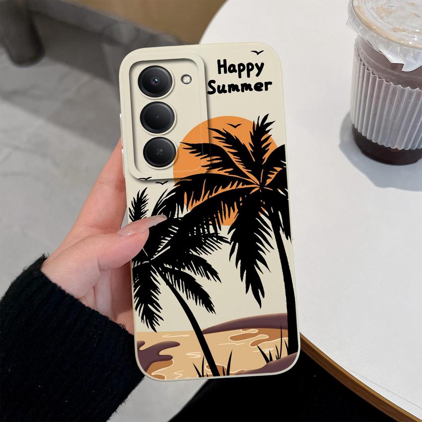 Premium Protective Case For Redmi 15 10 11 15C 12C 10C Note 14 Pro Plus 14S Beautiful Brown Leaf Patterns Liquid Silicone Phone Cover For Redmi Casing