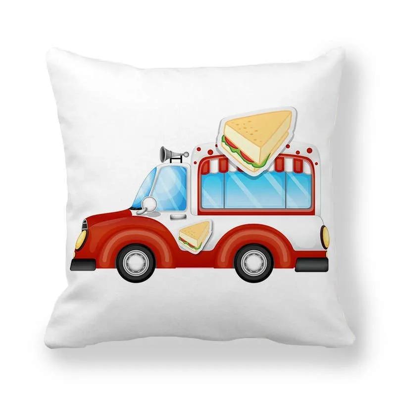 Cartoon Food Car Print Pillowcase Living Room Office Home Pillowcase Car Ornaments
