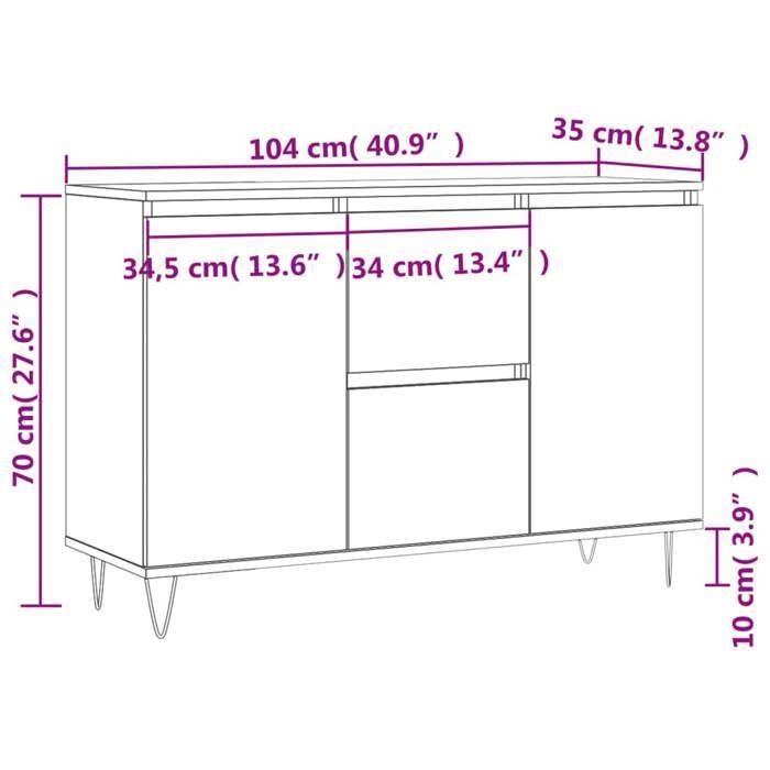 VidaXL Buffet, Armoire Latérale avec Pieds, Meuble de Rangement, Organisateur de Salon Salle de Séjour Intérieur, Gris Béton 827208