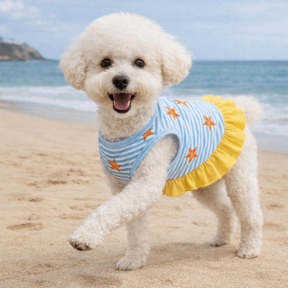 Starfish Pattern Dog Vest Skirt Breathable Puppy Sleeveless Clothes  Casual Outfit