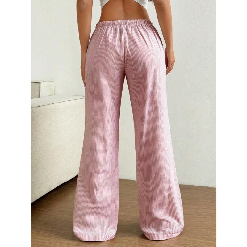 YYFS Women's Fashion Casual Stripe Print High Waist Trousers Pants & Capris