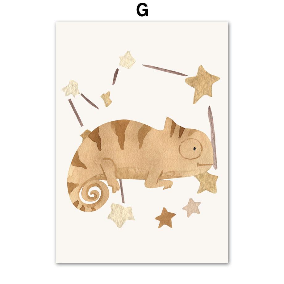 Elefant Kaninchen Katze Sonne Regenbogen Mond Stern Wolke Boho Wandkunst Leinwand Malerei Poster und Drucke Wandbilder Kinderzimmer Dekor