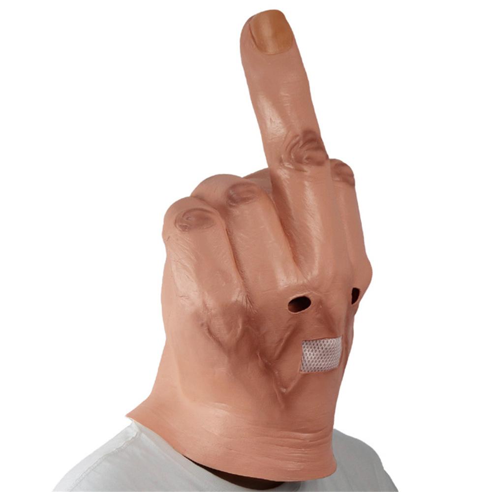 Latex Mask Eye-catching Middle Finger Latex Mask Fashionable Novelty Headgear Performance Props Unique Latex Finger Mask