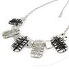 NOA [J2207] - Silver-black 'Quadrillage' Designer Necklace