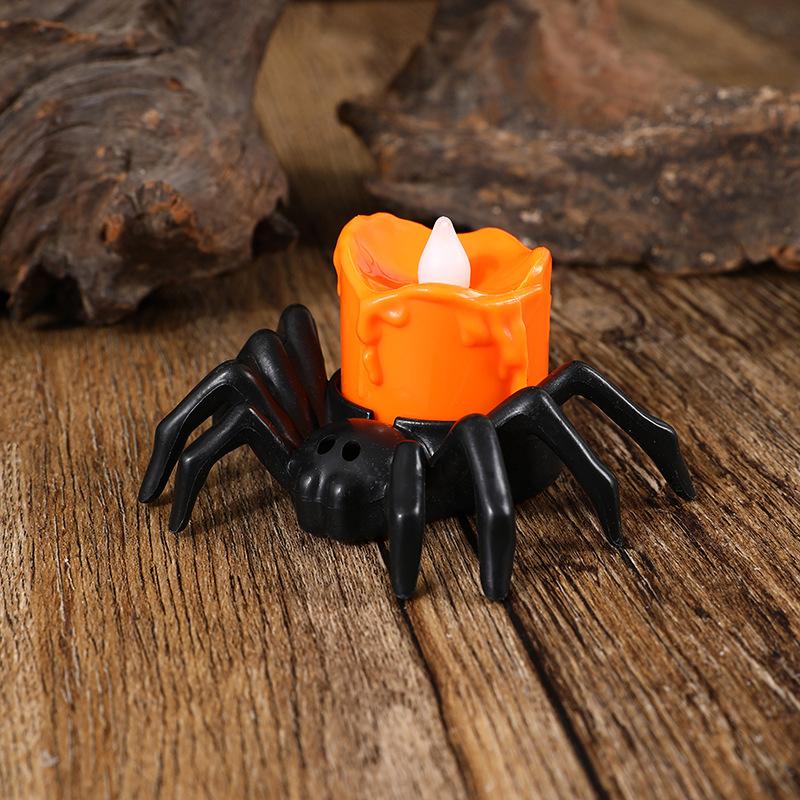 Halloween Pumpkin Lantern Atmosphere Decoration Props LED Electronic Candle Lamps Glowing Spider Night Lights Ornaments