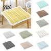 Cotton Linen Seat Cover Chair Pad, Striped Plaid Dining Mat with Lace Trim, Versatile Pad for All Seasons Breathable Thin Ties Office Barstool Cushion
