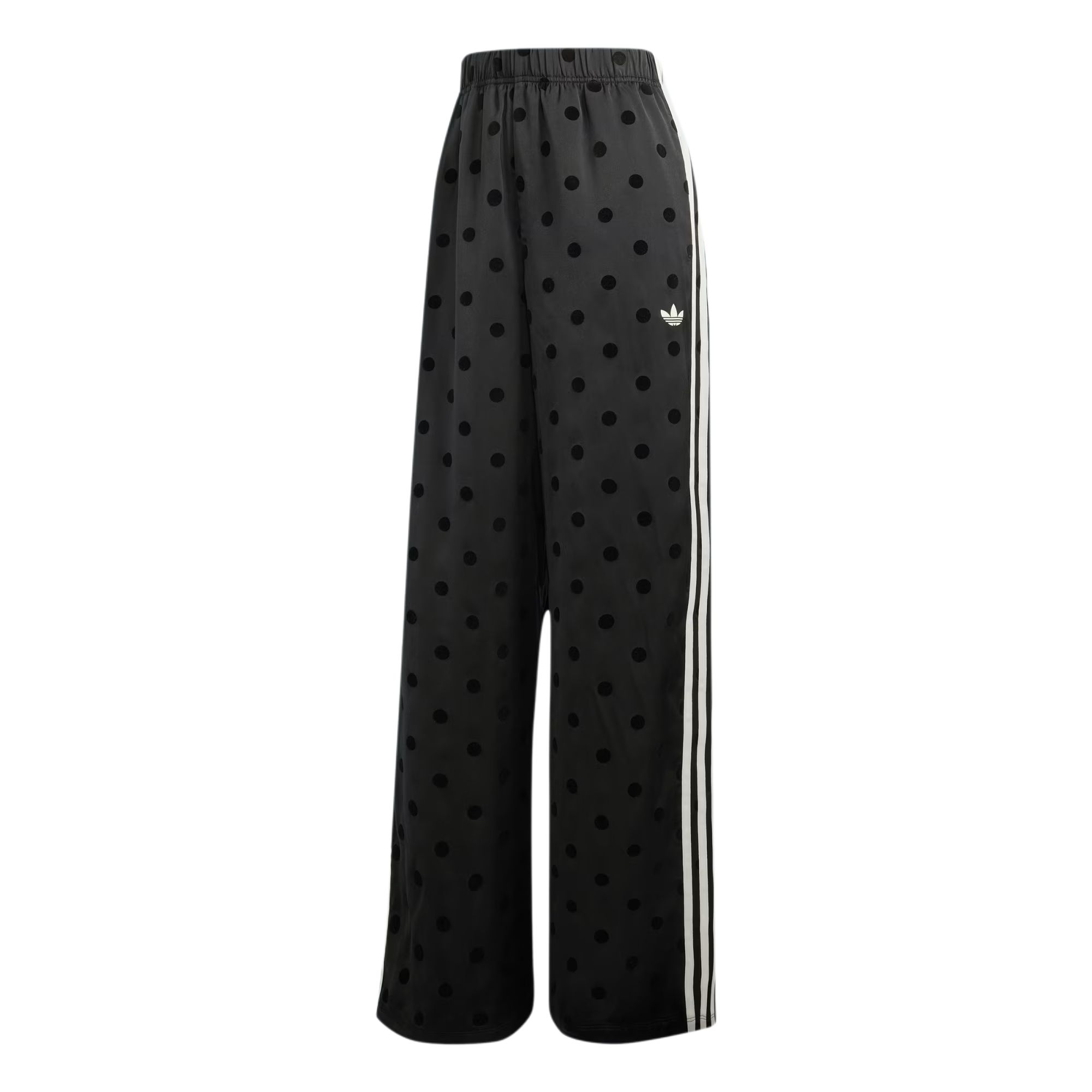 adidas Originals Women s Black Satin Polka Dots Wide Leg Pants KV1169 XS