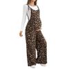 Maternity Leopard Print Adjustable Strap Wide Leg Jumpsuit Casual Comfortable Pregnancy Outfit