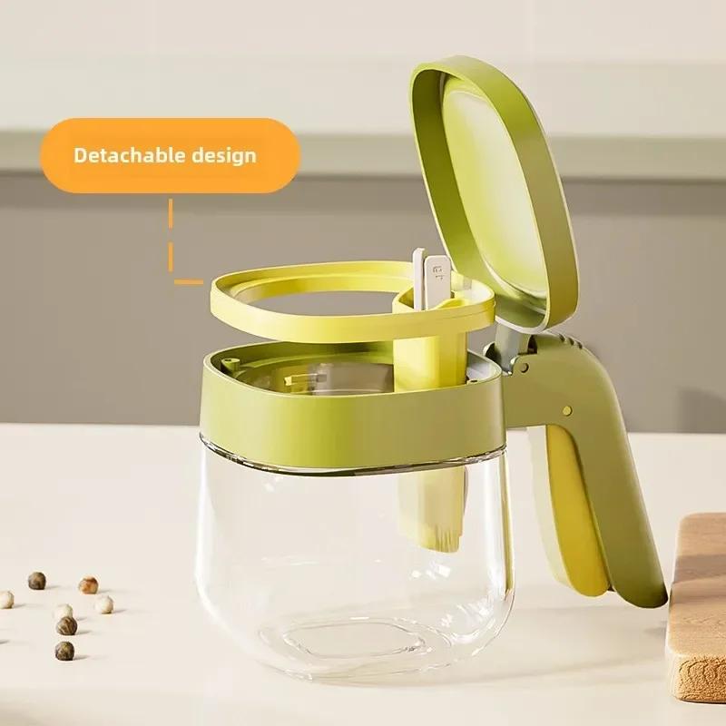 

Прозрачная стеклянная банка для приправ, бытовая, с откидной крышкой и ложкой, для куриного бульона, соли, кухонная коробка для приправ с глутаматом натрия зелёный