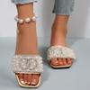 [Foreign Trade] Celebrity niche fairy thick heel cool slippers female summer wear fashion out flat bottom one-word drag