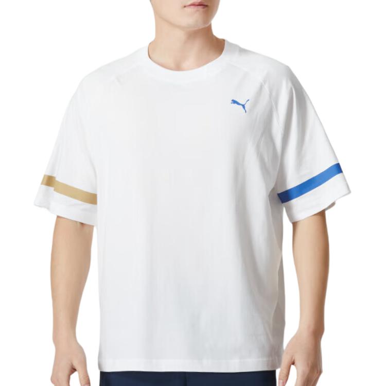 Puma Comfortable Breathable Round Neck Printed T-Shirt Unisex Tops White 682925-02