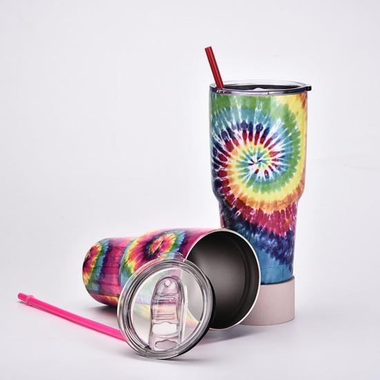 30 Oz Water Bottle Heat Preservation Food Grade Leak-proof Tie-dye Stainless Steel Water Cup Outdoor Accessories