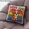 Rainbow Love Puppy Throw Pillow Covers Pattern Cushion Cover Suitable For Sofa Bedroom Car Pillow Cover