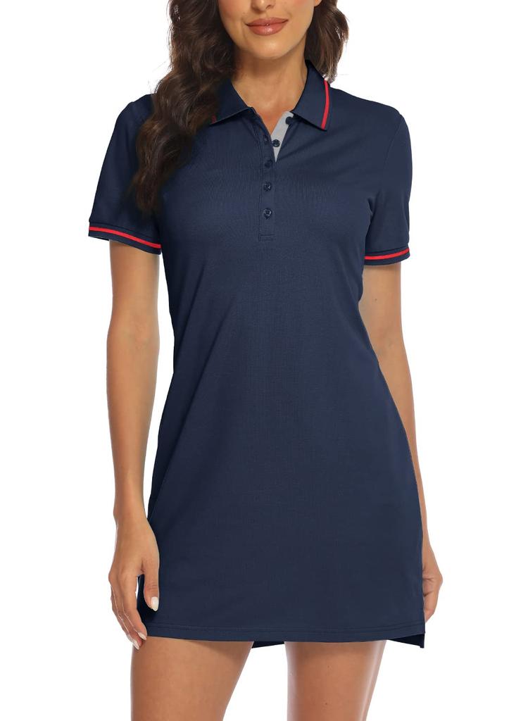 Gopuune Breathable Polo Dress for and Casual Short for Everyday and Summer Available In 10 Colors Size Women's Tennis, Golf, Wear, Sleeves,