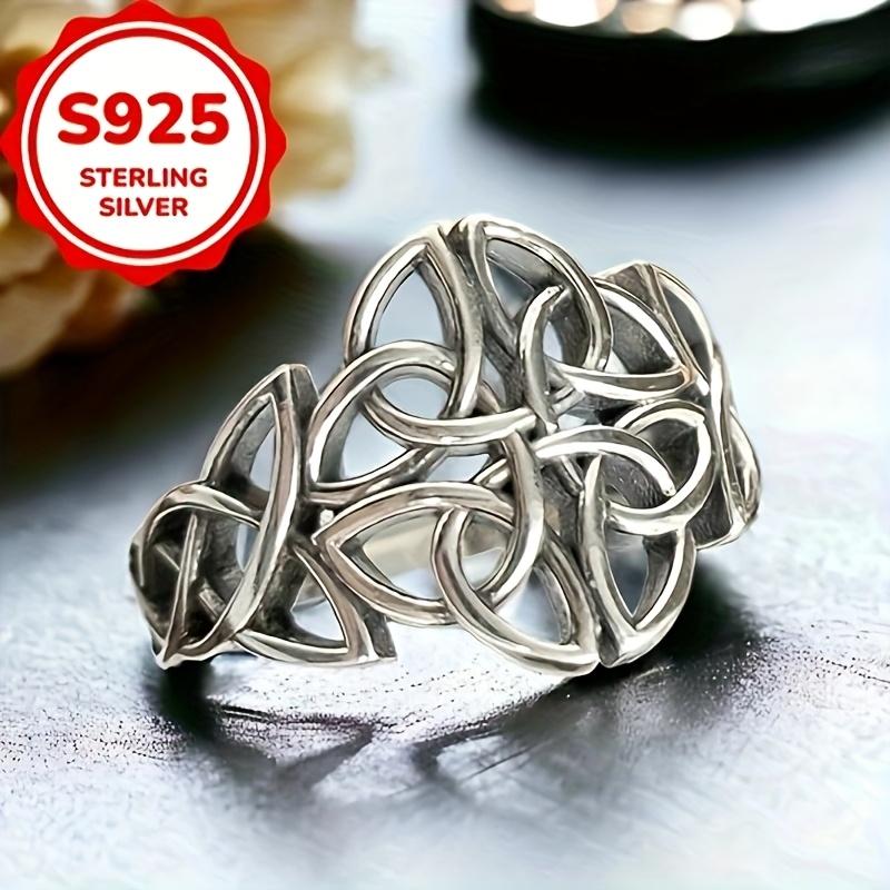 Vintage S925 Sterling Silver Celtic Knot Rings for Women Ethnic Style Viking Amulet Rings Party Jewelry