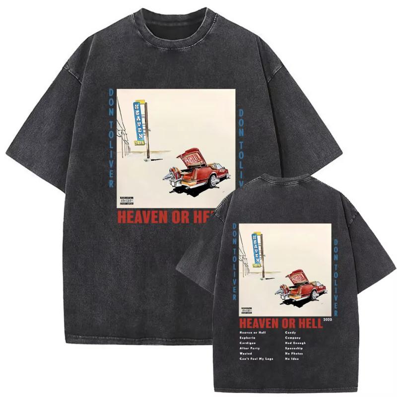 Washed Vintage Rapper Don Toliver Hardstone Psycho Album Print T Shirts Unisex Women Fashion Hip Hop Oversized Tshirts Streetwear