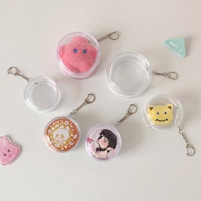 5,8/7,5 cm Porte-badge transparent transparent avec épingle pour enfants Fille Porte-clés portable Clip de badge décontracté Sac de rangement Pendentif pour sac d'école
