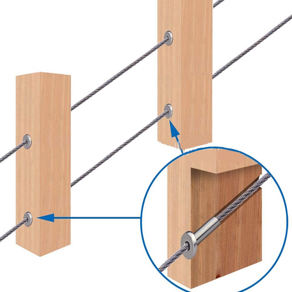 Pack of 10 Sturdy Stainless Steel Angled Sleeves Portable Accessory for Wood Post Protective In Stair Cable Railings