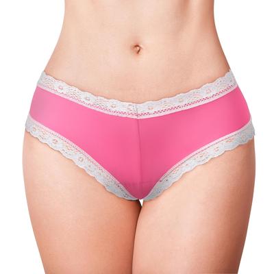 LittleForBig Women's Sissy Panties, Cross Strap Lace, V-Back, Pink, Size XL