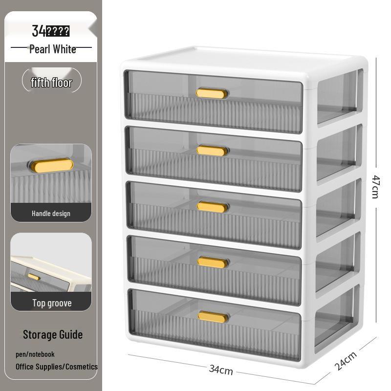 Multi-layer Desktop Organizer: Drawer-Type Storage Box for Office Supplies, Stationery, and Cosmetics