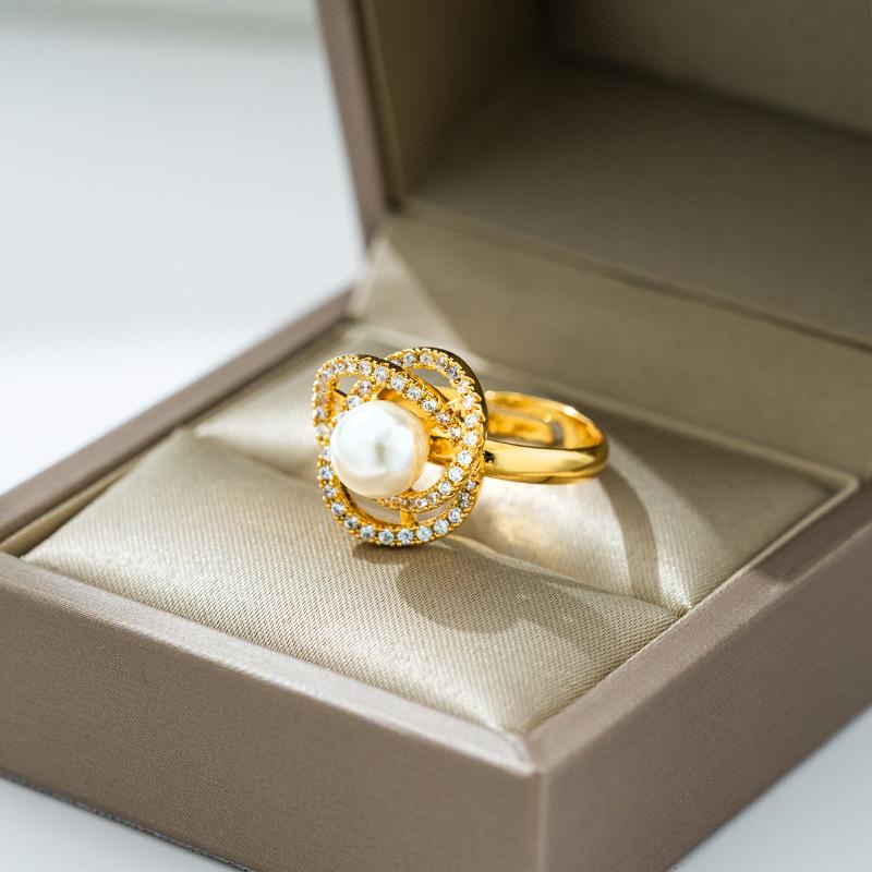 Korean Version of Light Luxury Design Full Diamond Inlaid Zircon Ring Women's Opening Adjustable Ring Internet Celebrity Fashion Accessories