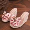 Fashion Liyke New Wedges Slippers For Women 2025 Summer Fashion Pink Butterfly-knot Designer Sandals Platform Heels Size 46 Female Shoes