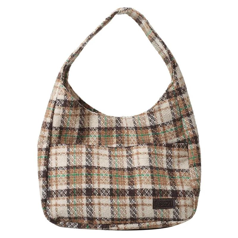 Shoulder Bag Women's Tote Bag Fashion Vintage Plaid Bag Girls Women's Handbag