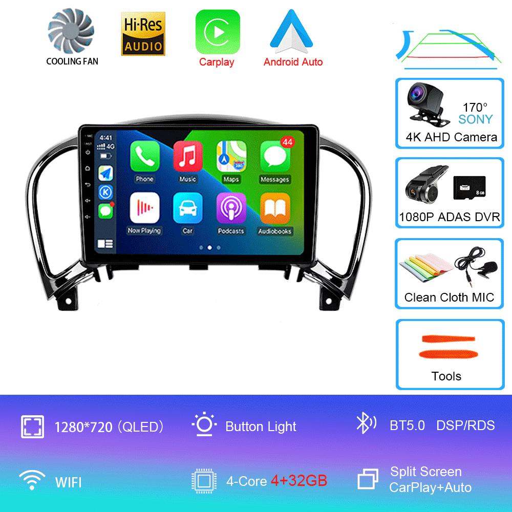 Car Radio Android 14 Carplay Auto For Nissan Juke YF15 2010 2011 2012 2013 2014 Multimedia Player WIFi+4G DSP 2 DIN Touch Screen