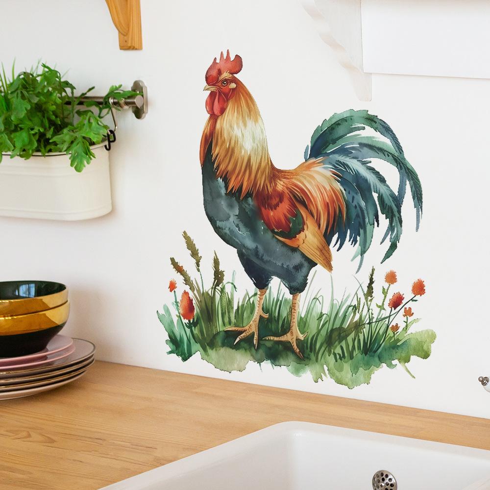 Fun-f147 Painted Garden Rooster Living Room Kitchen Porch Home Background Decoration Wall Sticker