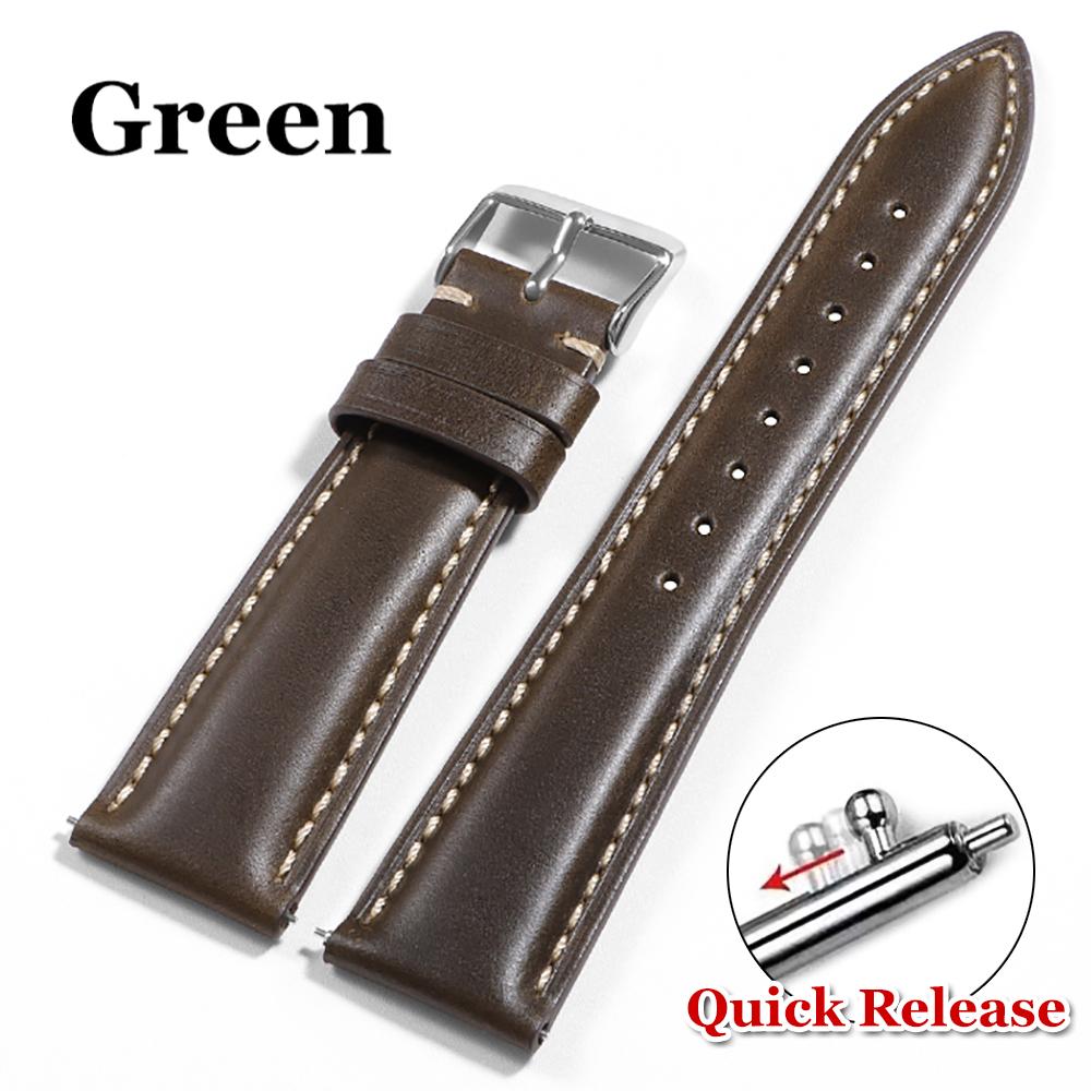 18mm 19mm 20mm 21mm 22mm for Omega Vintage Oil Wax Leather Watch Strap Brown Pin Buckle Head Layer Cowhide Watchband Accessories