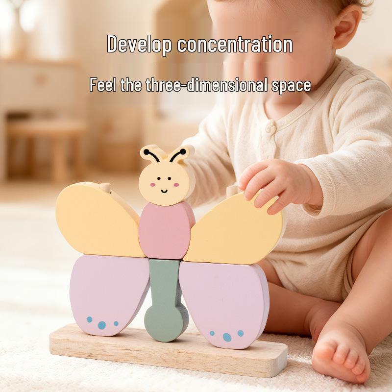 3D Wooden Animal Puzzle Building Blocks - Educational Brain-Training Toy