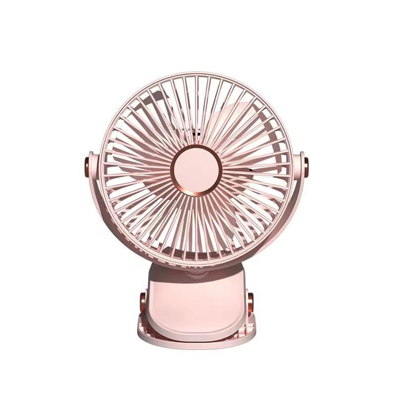 Portable Rechargeable Silent Night Light Mini Clip-on Fan for Desk, Dorm, Stroller, or Bed