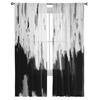 Black Oil Painting Abstract Texture Chiffon Sheer Curtains for Living Room Bedroom Decoration Window Tulle Curtains Drapes