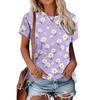 Moda para Mujer Cuello Redondo Manga Corta 3D Casual Estampado a Color Camiseta Casual de Manga Corta con Cuello Redondo