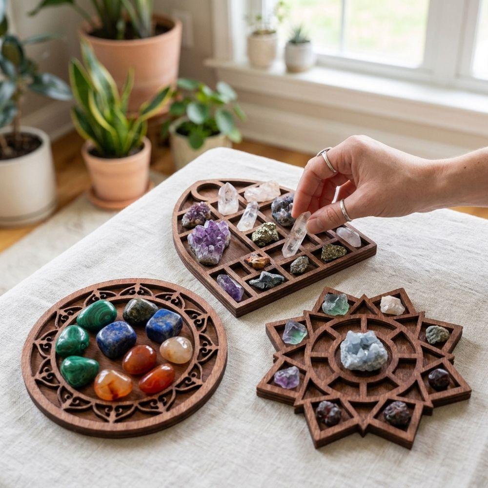 Wooden Mini Jewelry Holder Multiple Compartments Goods Display Rack Home Table Decor