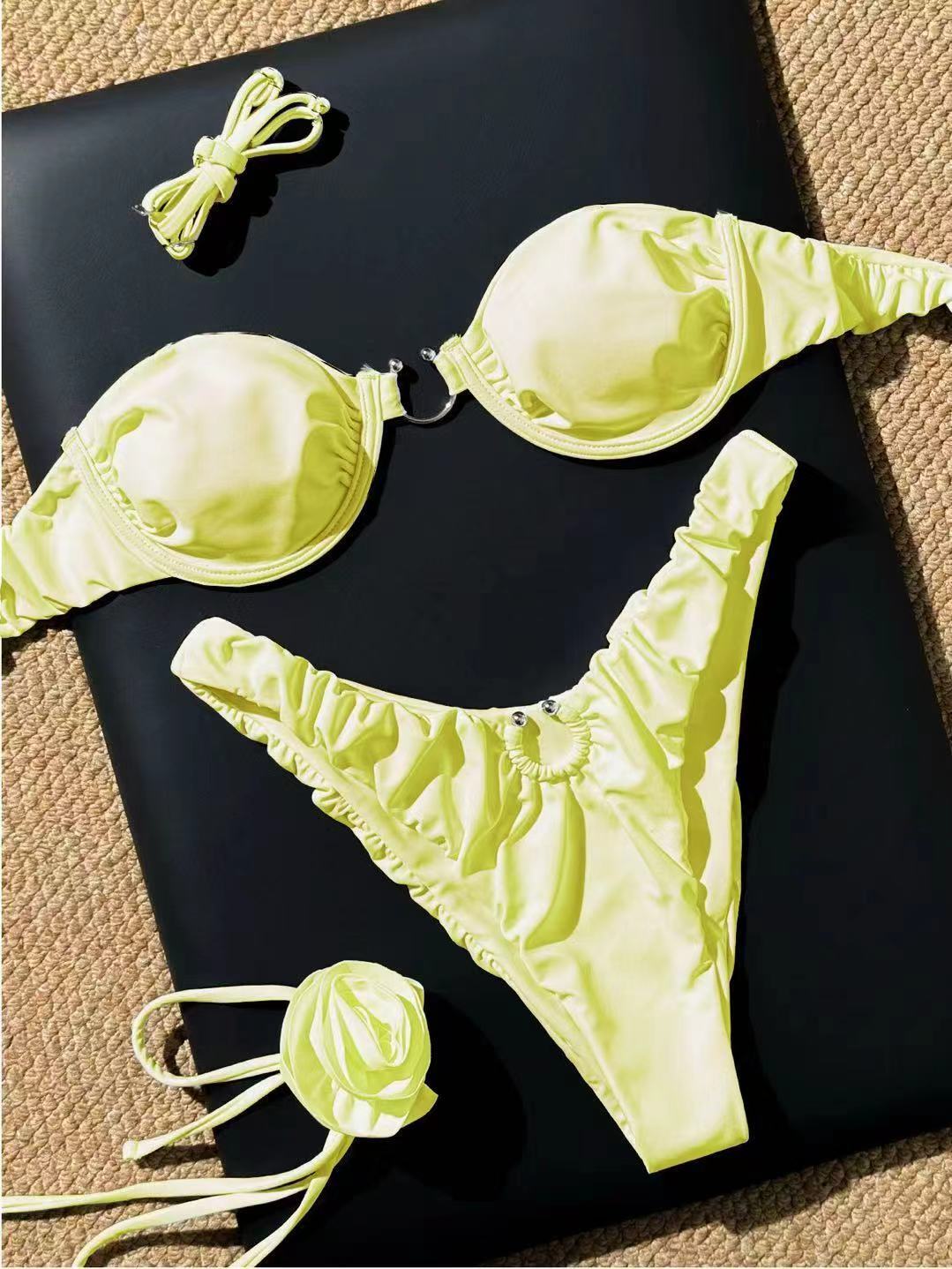 

I split bikini swimsuit beach spa sexy ns wind bikini French pure desire swimsuit XL жовтий