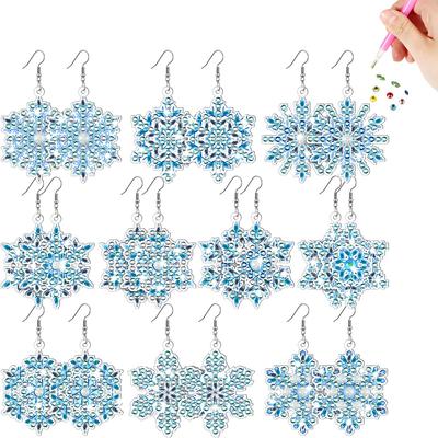10 Pairs Diamond Painting Earrings Snowflake Boho Diamond Art Earring Making Kit DIY Earrings Making Kit for Adults Beginners