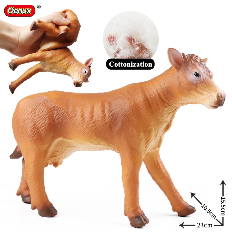 Oenux Soft Cotton Farm Animals Cow Horse Pig Hen Cat Dog Model Action Figures Wild Lizard Donkey Koala Educational Kids Toy Gift