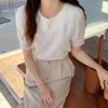 Women's Fashion Casual Summer Spring Solid Color Print Short Sleeve O-Neck Blouses & Shirts