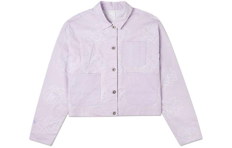Converse IWD Cropped Coats Women s Purple Lapel Moderate 10022421-A01 L