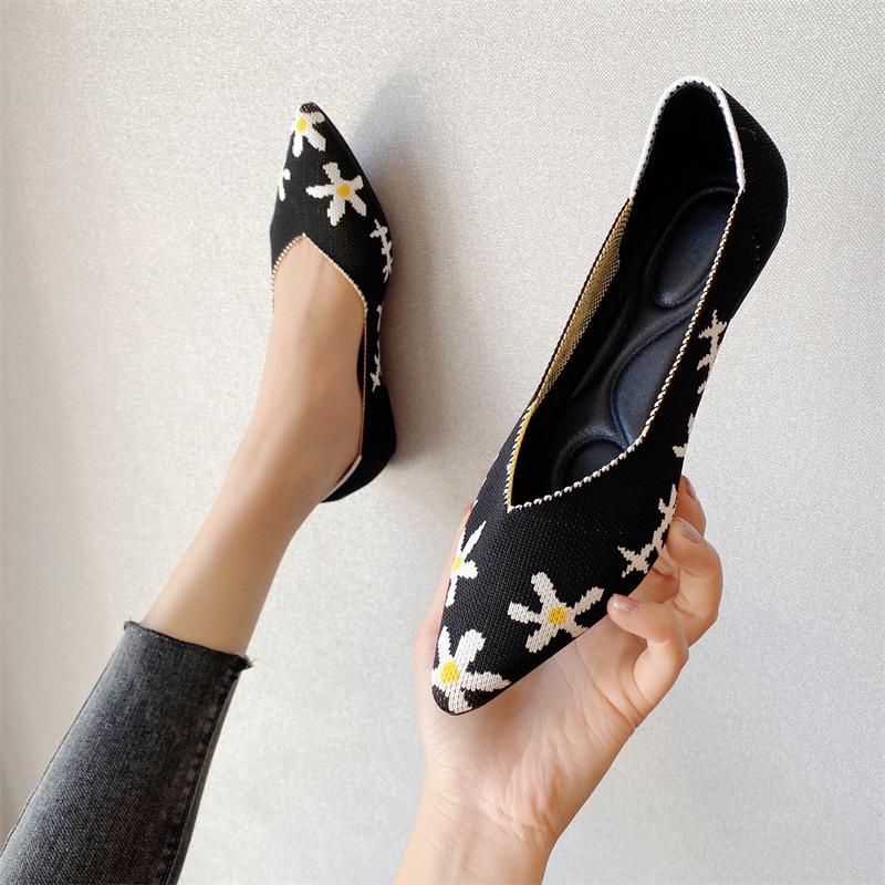 Neue gestrickte Einzelschuhe Eierrollen-Schuhe Doudou-Schuhe Damenstrickschuhe Fliegende Strick-Damenschuhe