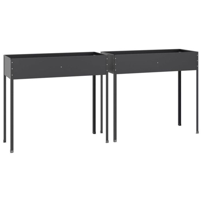 3154237 vidaXL Jardinières 2 pcs Anthracite Acier galvanisé