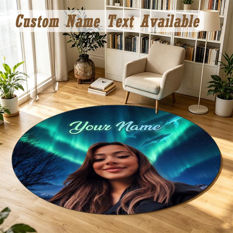 Round Rug Custom NameAyliva Pattern Non Slip Carpet Home Floor Decor
