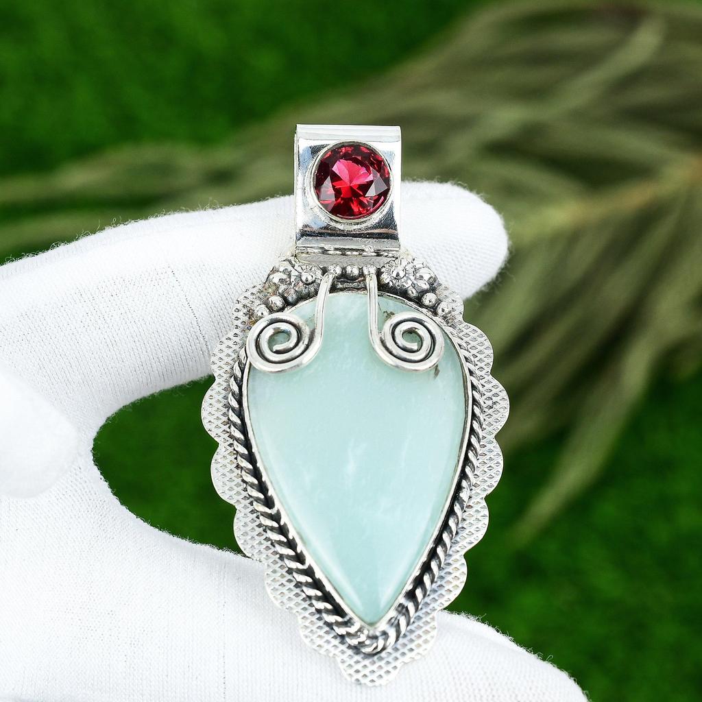 Hochzeitsgeschenk für Sie 925 Sterlingsilber Natürlicher Aquamarin Edelstein Anhänger