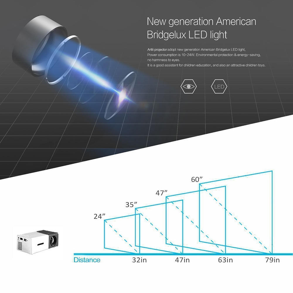 60-100inch Portable Foldable Projector Screen HD Home Theater Outdoor 3D PIL