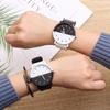 Relojes de Pareja de Moda para Hombre y Mujer de Estilo Coreano - Blanco y Negro, Retro, Casual, Esfera Grande, Cuarzo para Estudiantes