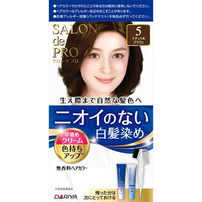 Salon de pro Haarfarbe ohne Duftstoffe, schnell färbende Creme (für graues Haar) 5 Naturbraun 40g+40g (Quasi-Droge) Creme-Farbstoff für ergrauendes Haar für G