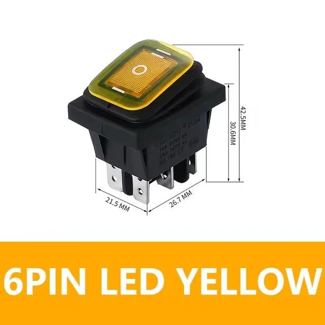 2Pcs KCD4 IP65 Waterproof Rocker Switch 16A 6Pin ON OFF ON Push Switch Car Boat Button Switches with Light