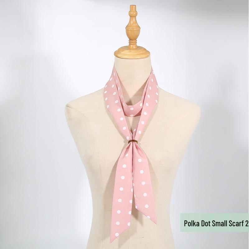 Polka Dot Silk Scarf: Versatile Ribbon for Bags & Ties - Spring & Autumn Korean Style